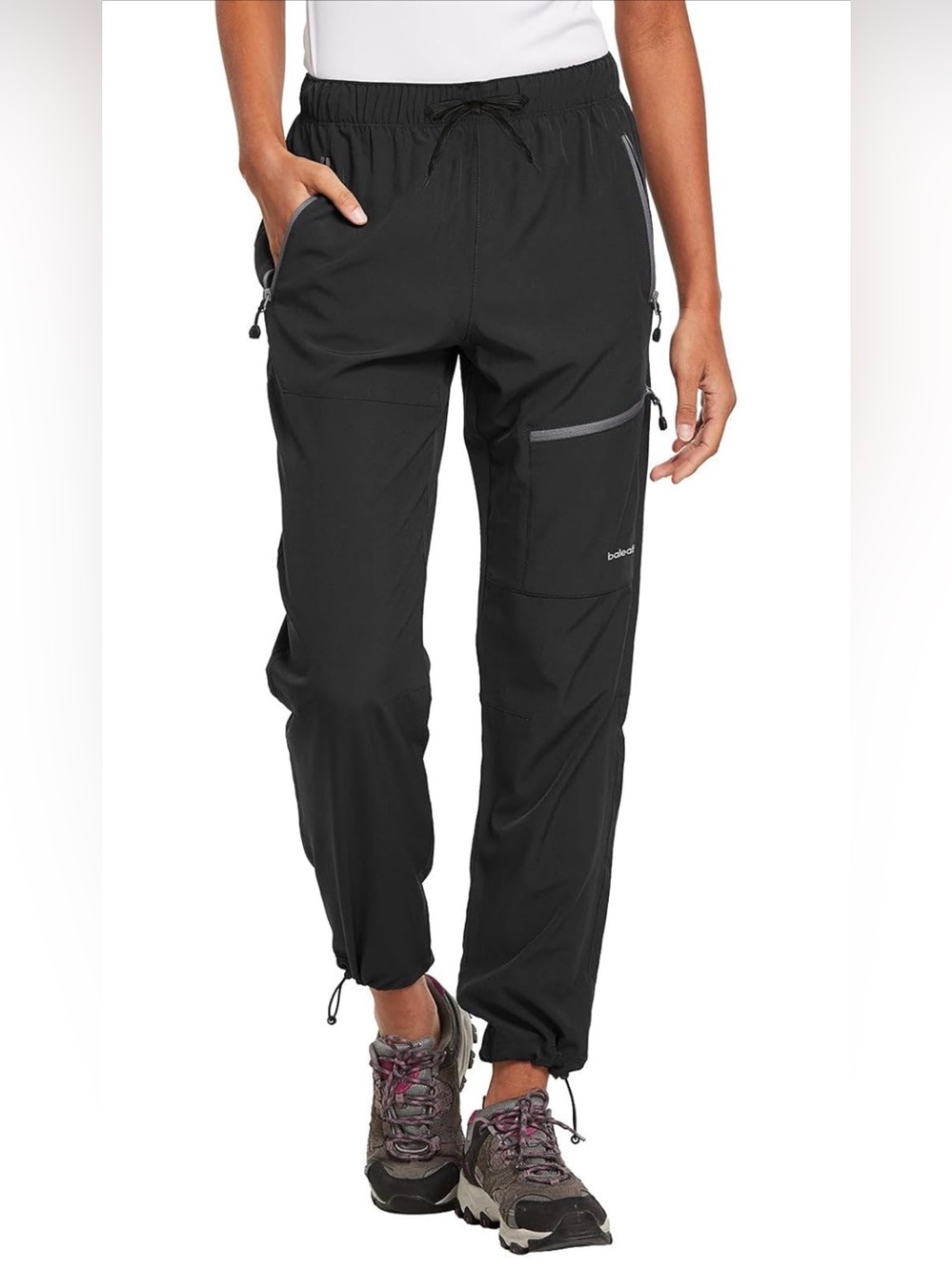 Baleaf Black Women’s Lightweight Jogger Pants with Reflective Zippers